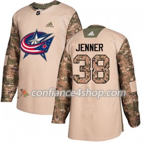 Adidas Maillot de Hockey Blue Jackets Boone Jenner 38 2017-2018 Camo Veterans Day Practice Authentic - Homme